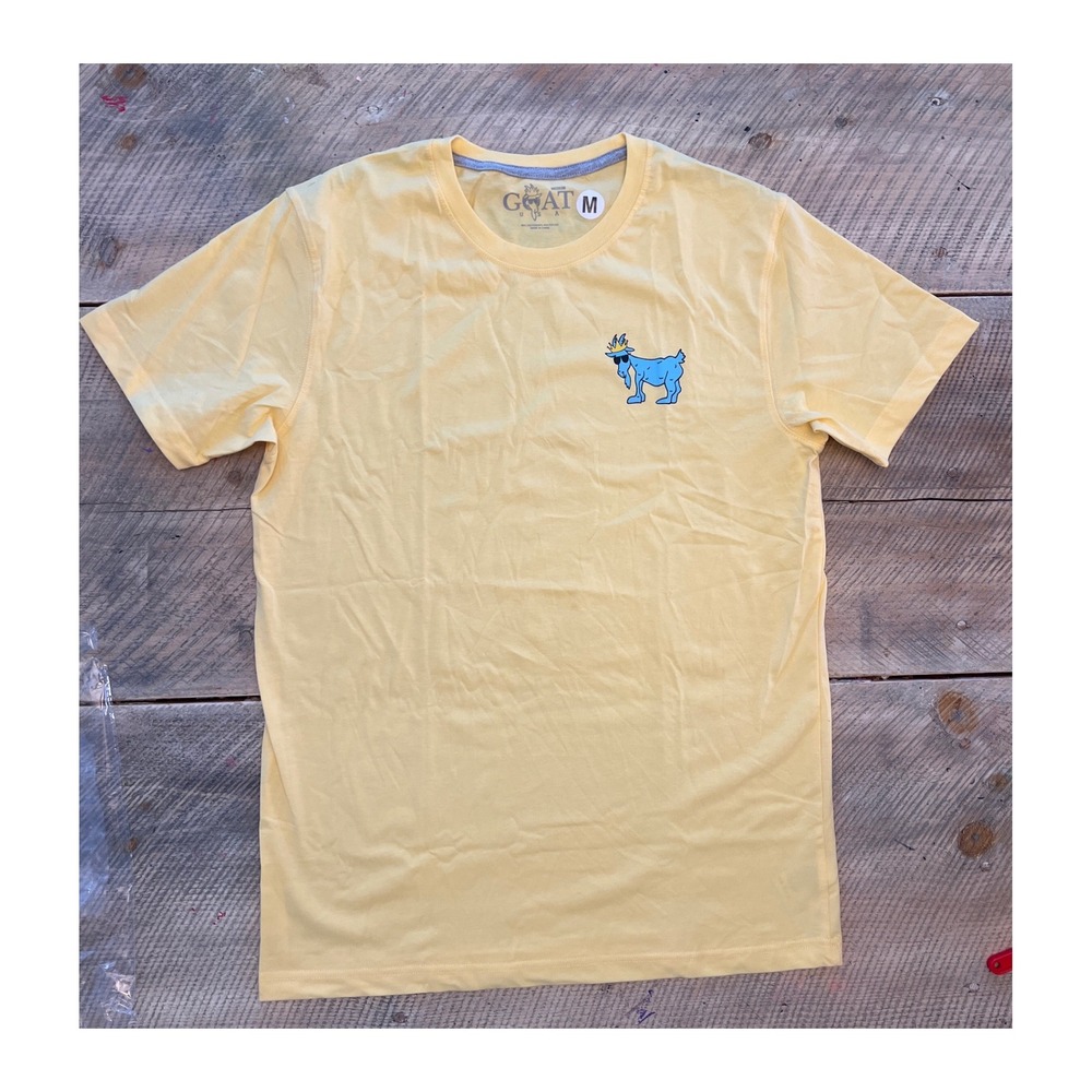 GOAT USA Mens Yellow Short Sleeve T-Shirt Graphic Logo Tee Size M
